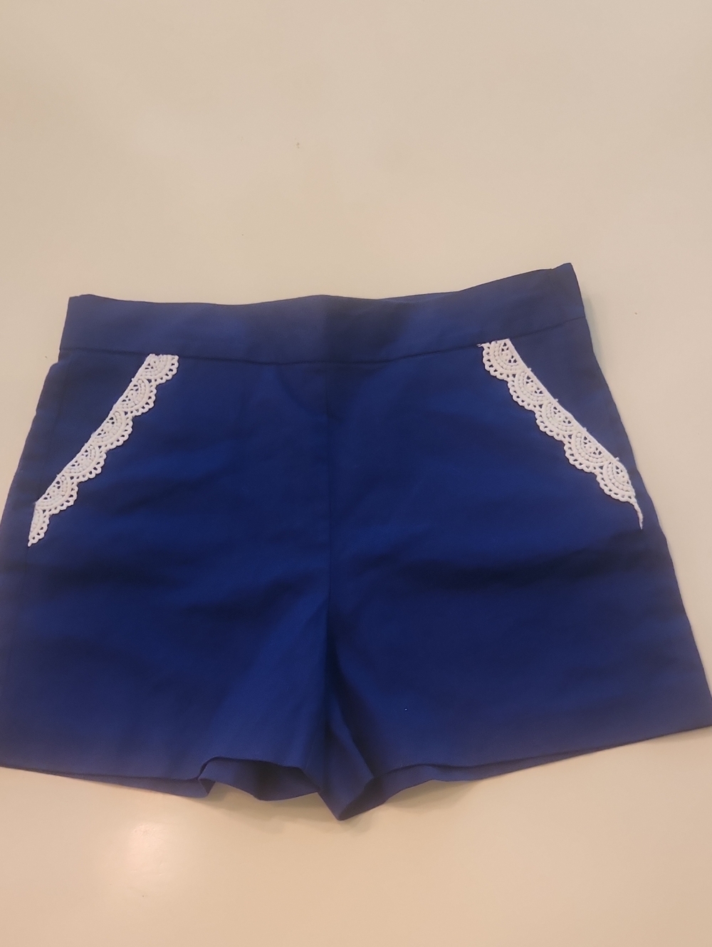 Janie And Jack Royal Blue Shorts White Eyelet Lace Trim 10 NWT